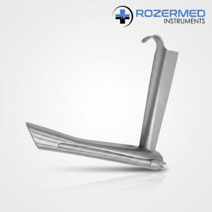Benjamin Operating Laryngoscope for Children made from premium German stainless steel with integrated fiber optic light carrier for pediatric ENT surgical procedures.