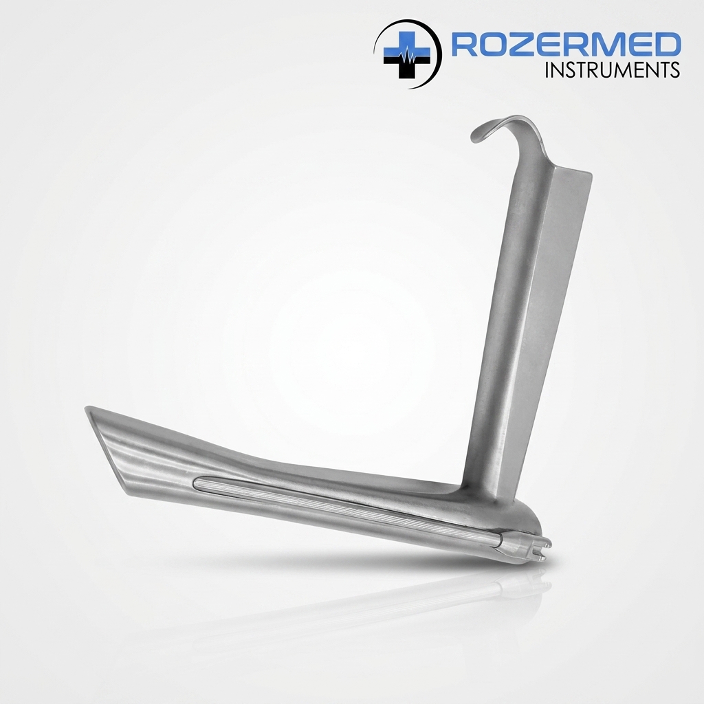 Benjamin Operating Laryngoscope for Children Benjamin Operating Laryngoscope for Children made from premium German stainless steel with integrated fiber optic light carrier for pediatric ENT surgical procedures.