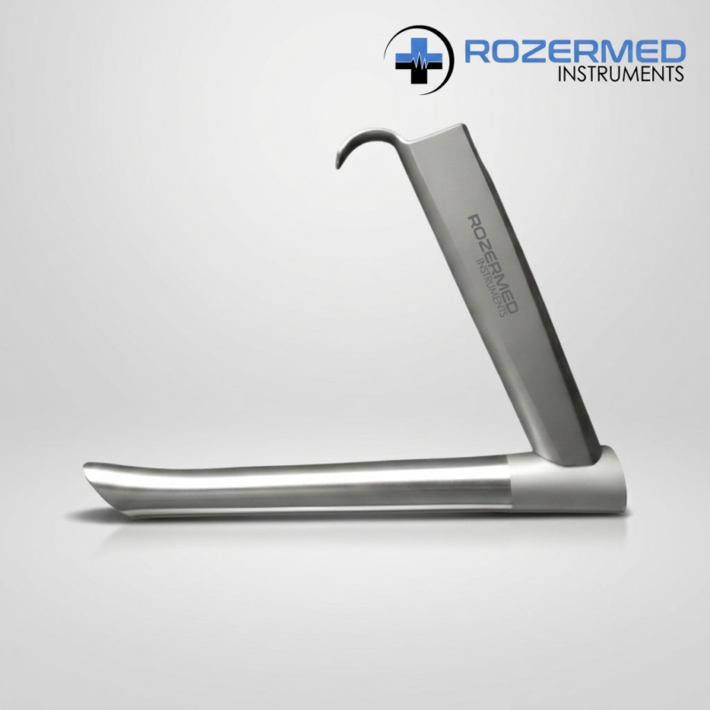 Benjamin Slimline Operating Laryngoscope and Subglottiscope 17cm made from German stainless steel reusable ENT surgical instrument by Rozermed Instruments.
