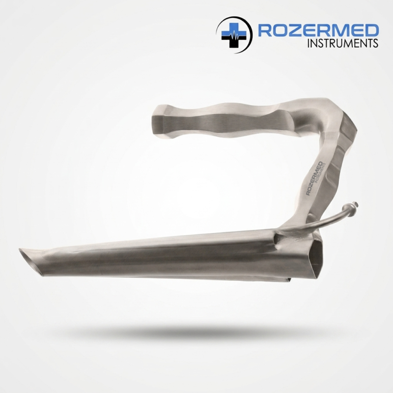 Dedo-Style Laser Micro Laryngoscope with Dual Light Cable 177mm German stainless steel reusable ENT surgical instrument by Rozermed Instruments.