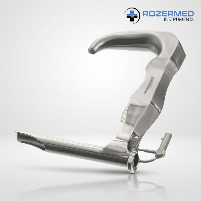 Holinger Infant (New Born) Slide Laryngoscope made from German stainless steel for neonatal airway examination and pediatric ENT surgery.